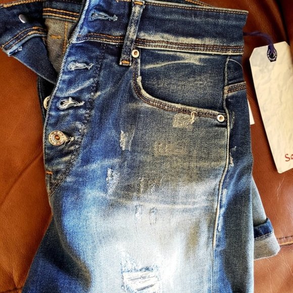 SALSA Denim Distressed Faded Button Fly Shorts NWT - Picture 4 of 5